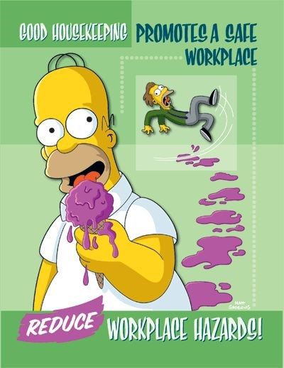 safety poster simpsons homer simpson ice cream slip and fall cogbill construction sheet metal steel fabrication sheet roller plasma table welding setx industrial 